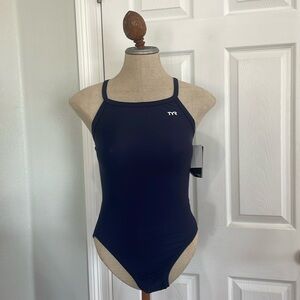 TYR solid diamond fit one piece navy blue swimsuit flexible straps women…